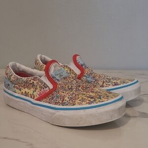Vans Where's Waldo Kids 13 Multicolor Character Slip-On Skateboard Sneakers